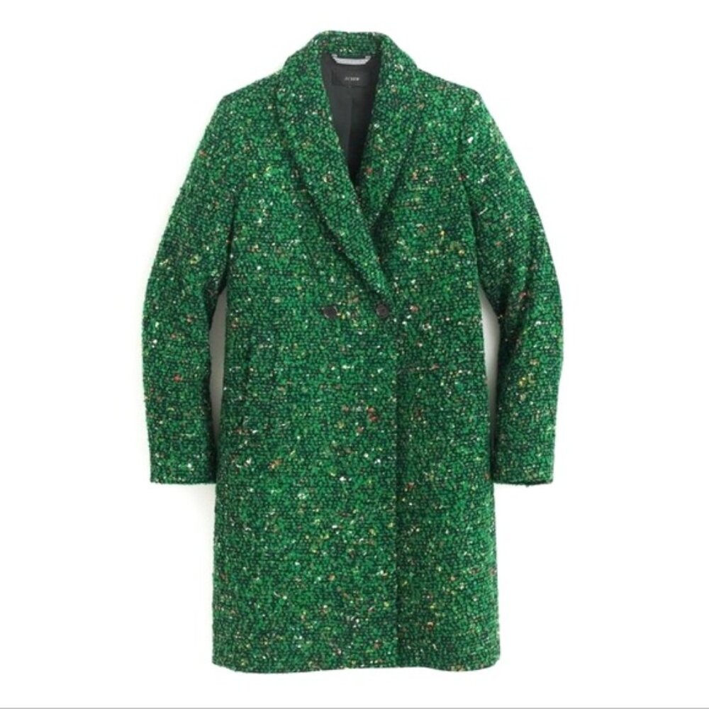 J Crew Green Daphne Topcoat Coat in Italian Wool Tweed
